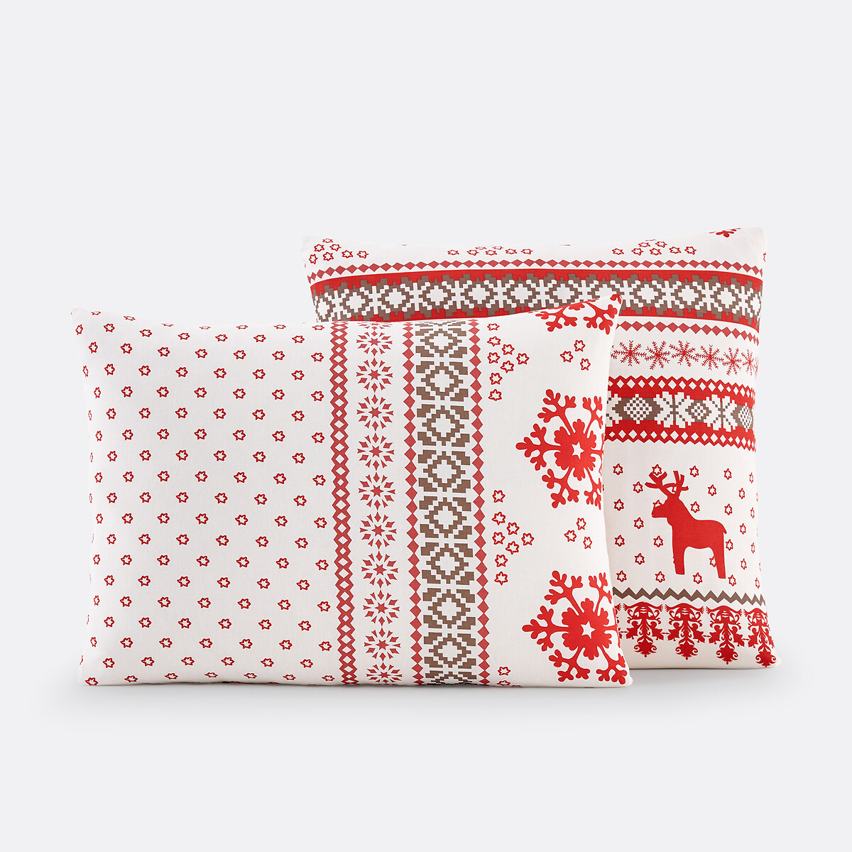Taie d'oreiller coton, Ovelis rouge/gris, SO'HOME
