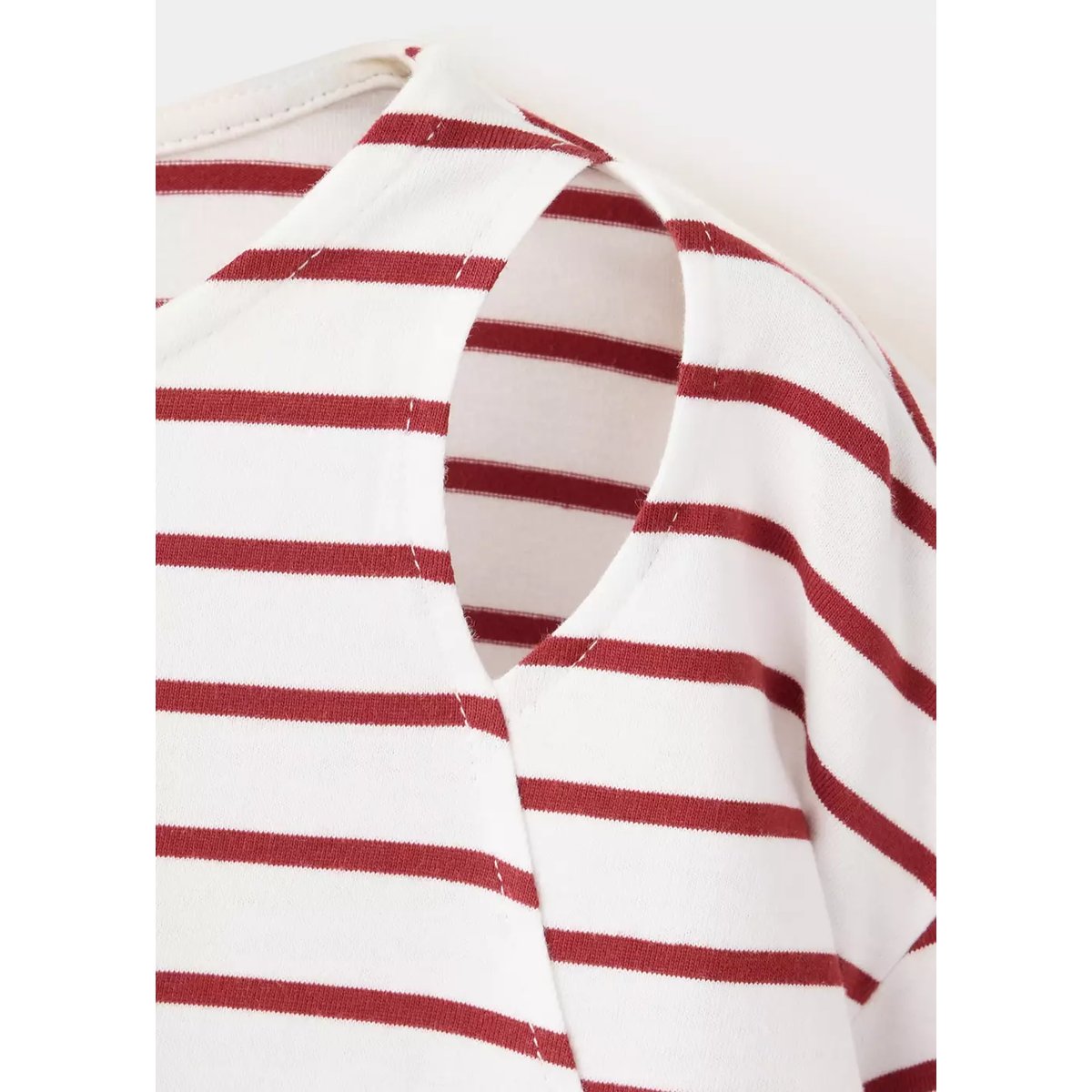 T-shirt à rayures avec découpes cut-out rouge, MANGO KIDS