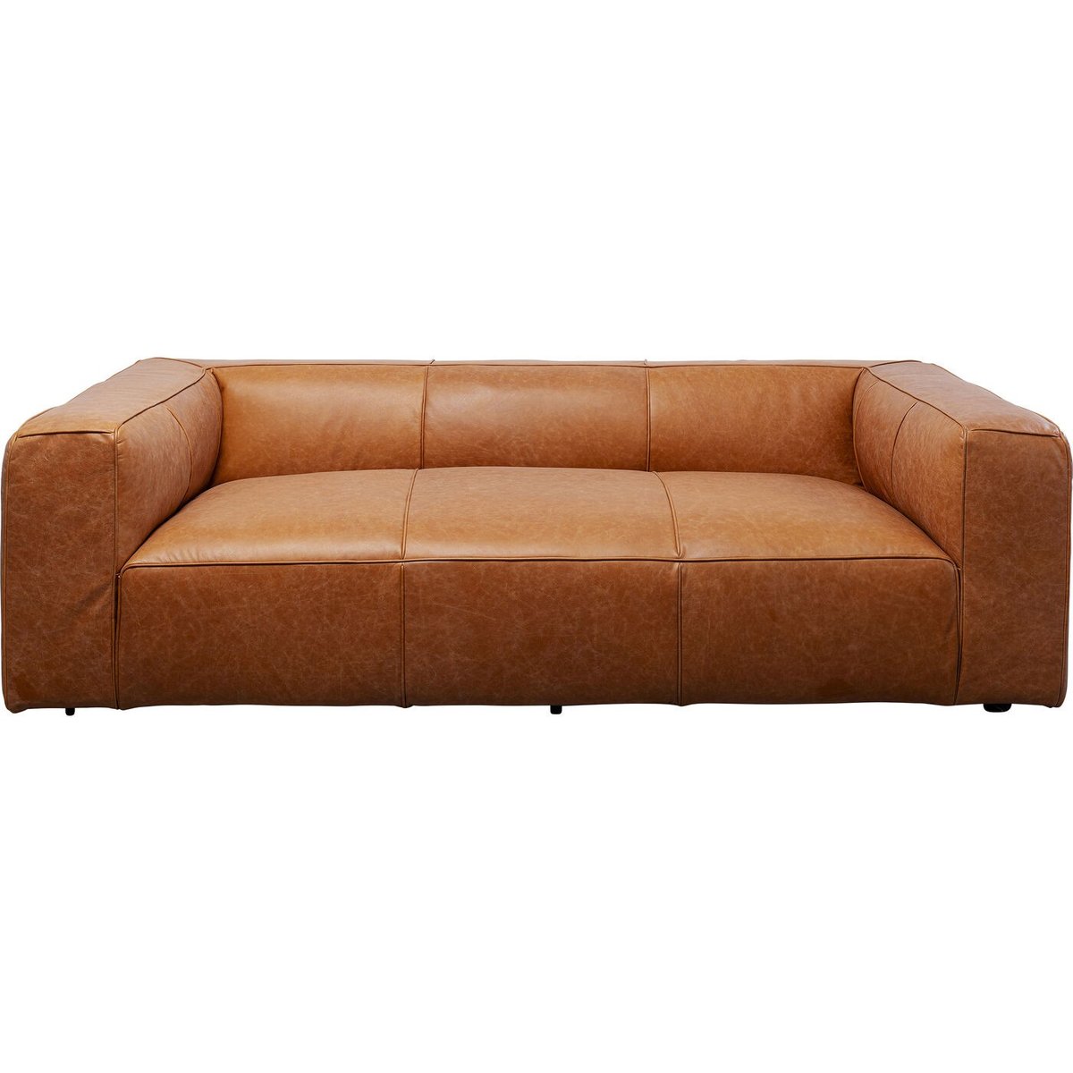 Canapé 3 places en cuir, CUBETTO marron clair, KARE DESIGN