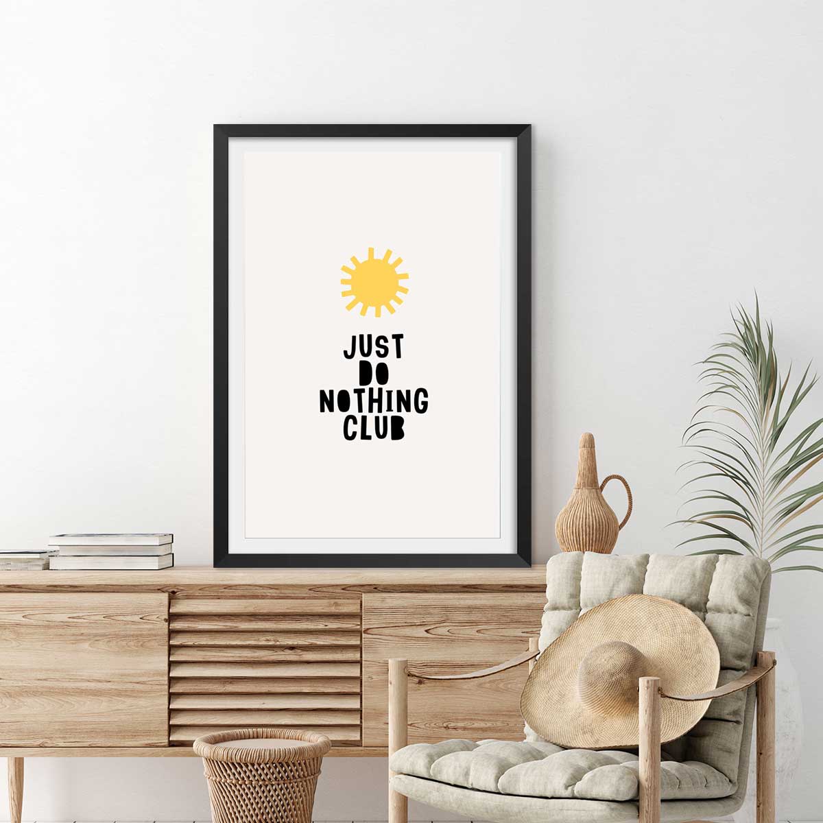 Poster just do nothing club affiche + cadre en bois - noir, HEXOA