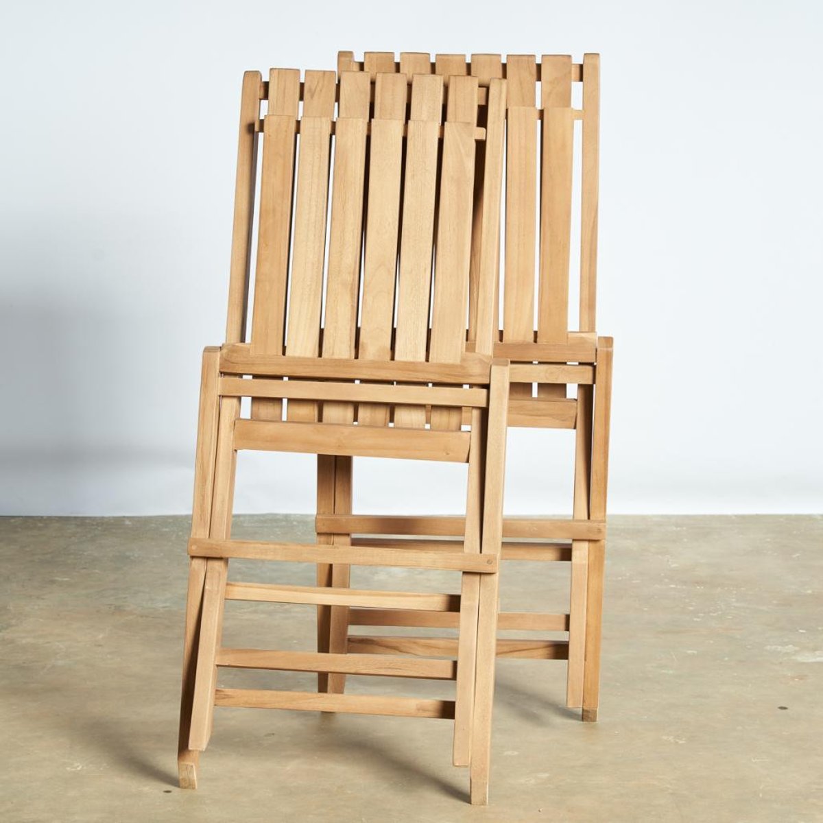 Ensemble 2 chaises pliantes en teck Helza naturel, WANDA COLLECTION