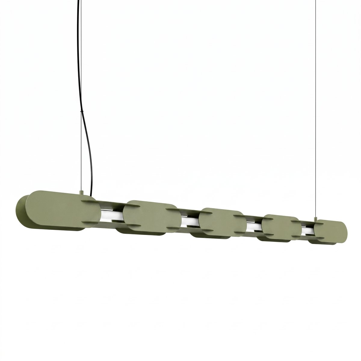 Suspension Acier Vert Olive LED 1 Chain vert olive, EDEN