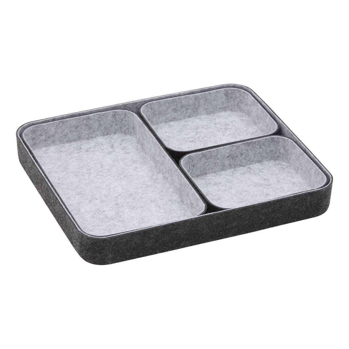 4 organiseurs bas Feltia rectangulaires 27x32cm gris gris, 5FIVE SIMPLY SMART