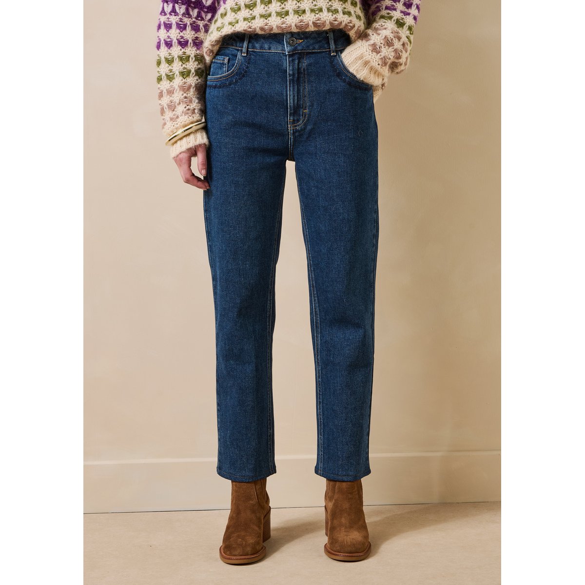 Jean slim 7/8ème en coton biologique medium, LA FEE MARABOUTEE