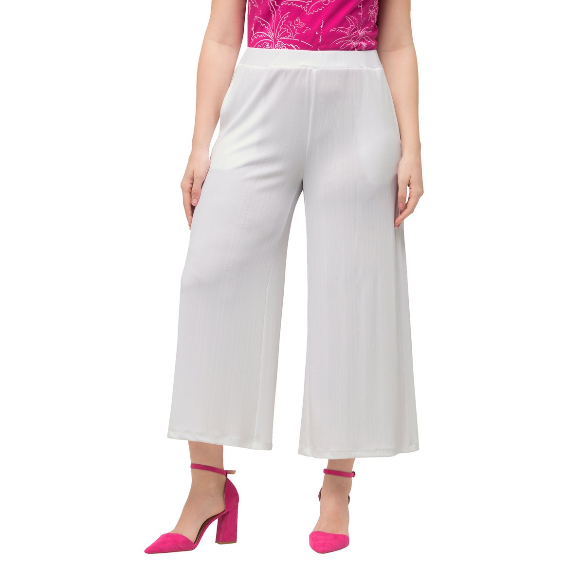 Jupe-culotte en tissu texturé. blanc neige, ULLA POPKEN