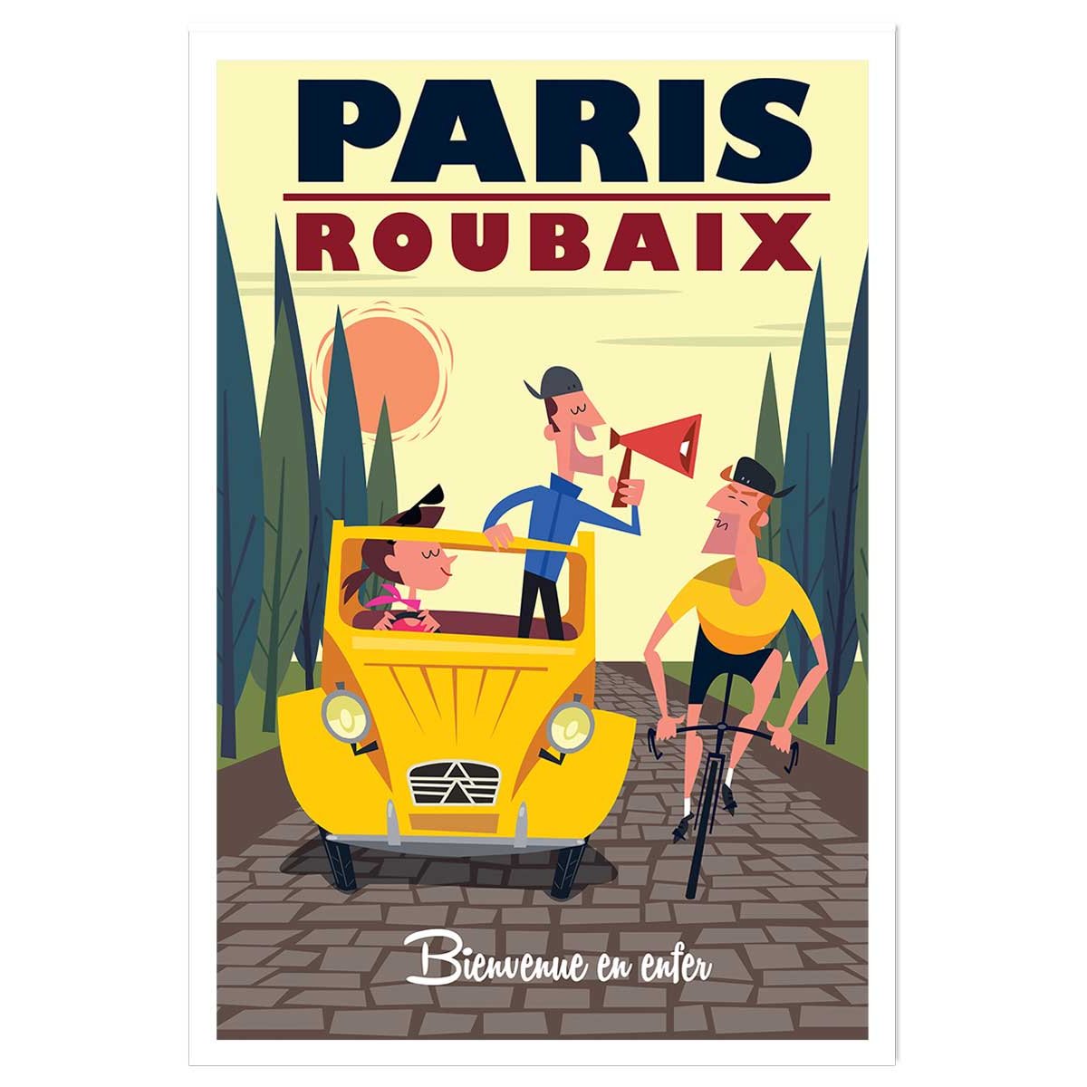 Affiche Course Paris - Roubaix affiche seule, HEXOA