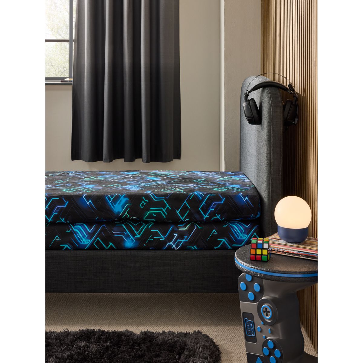 Draps-housses, lot de 2 grille de néon bleu, NEXT