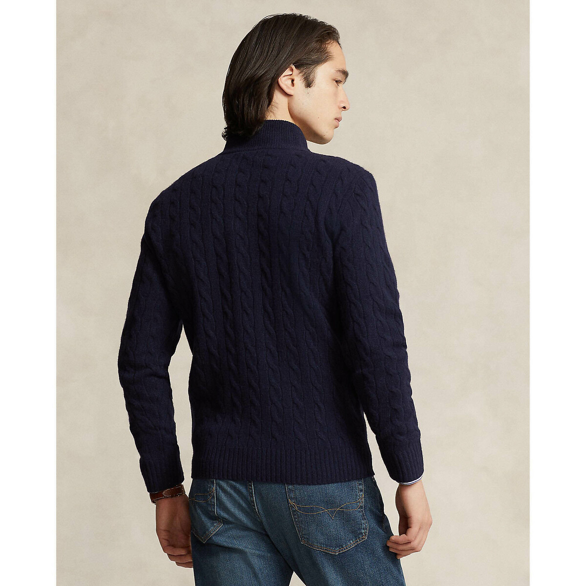 Zopfmusterpullover aus Wolle und Kaschmir marine, POLO RALPH LAUREN