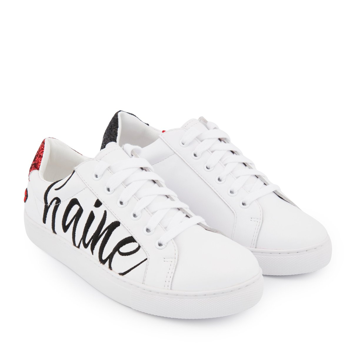 Baskets En Cuir Simone Amour Haine blanc, BONS BAISERS