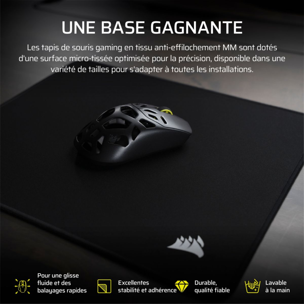 Tapis de souris MM Cloth 2XL Noir couleur unique, CORSAIR