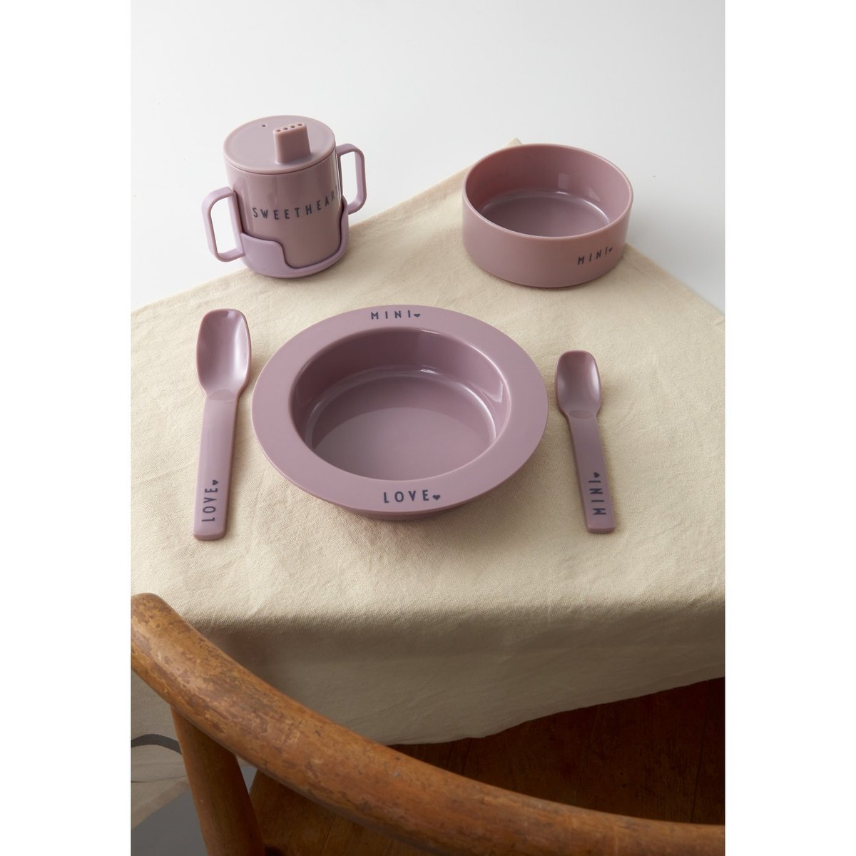 Coffret Vaisselle Enfant Rose rose, DESIGN LETTERS