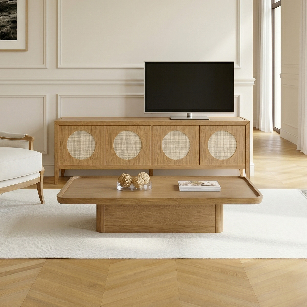 Longue table basse style contemporain en chêne SHERYL marron, ROBIN DES BOIS