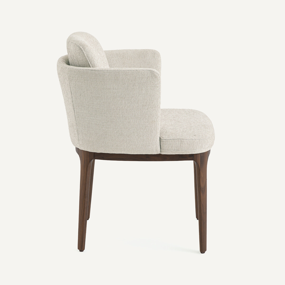 Tafel fauteuil met walnoten poten en Jabote gevlochten stof touwkleur, AM.PM