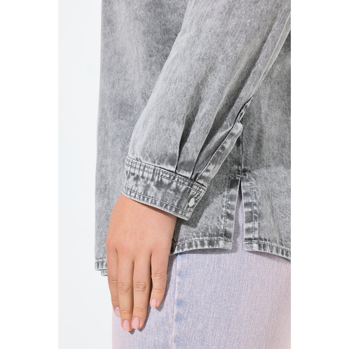 Chemisier en jean jean gris clair, ULLA POPKEN