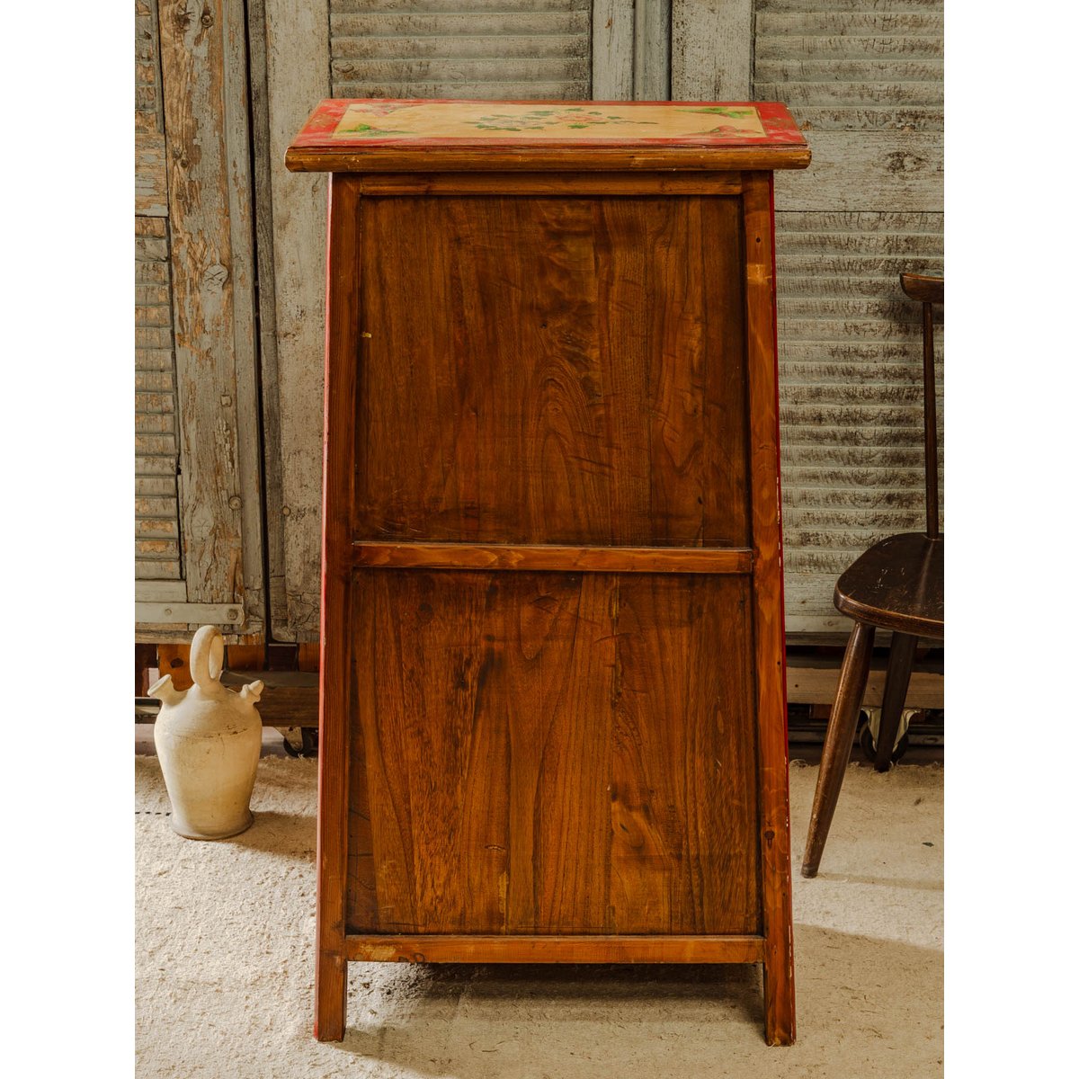 Petite armoire asiatique en bois Blandine N°492 - Bon état rouge, DEBONGOUT