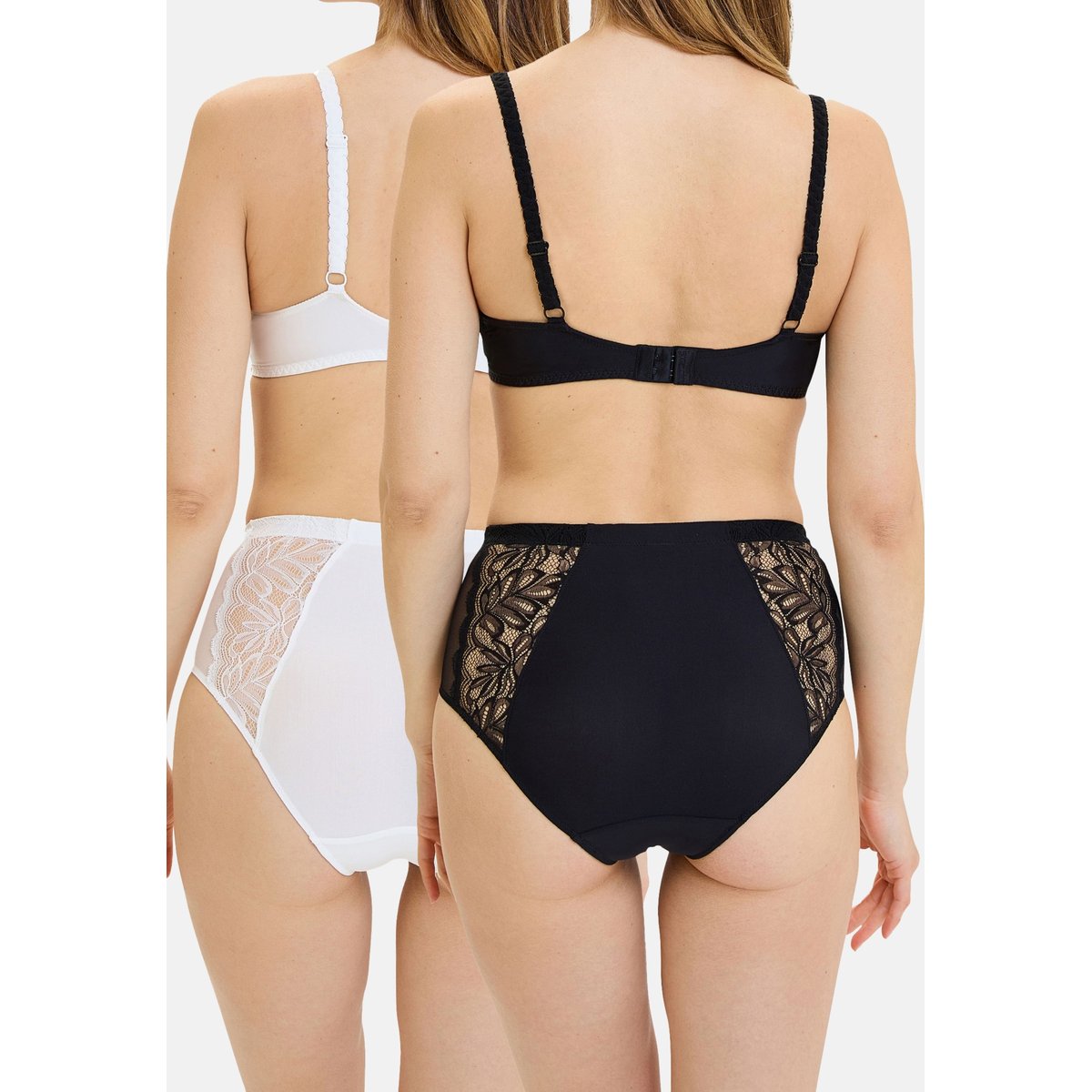 Lot de deux culottes SUZAN ivoire&noir, SANS COMPLEXE
