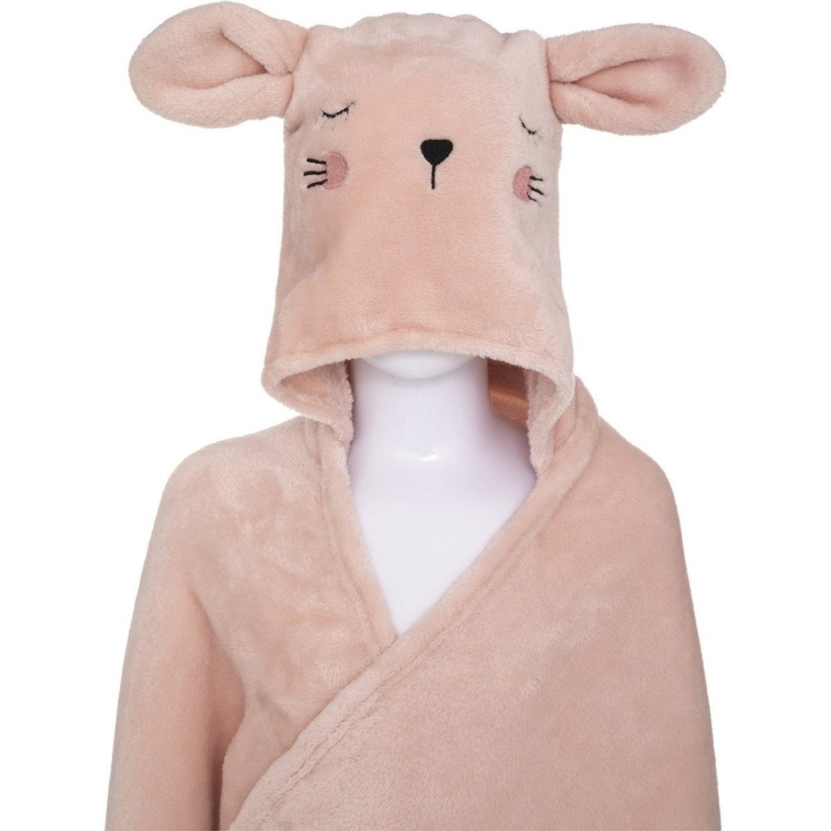 Plaid capuche chat 100x130 rose, ATMOSPHERA