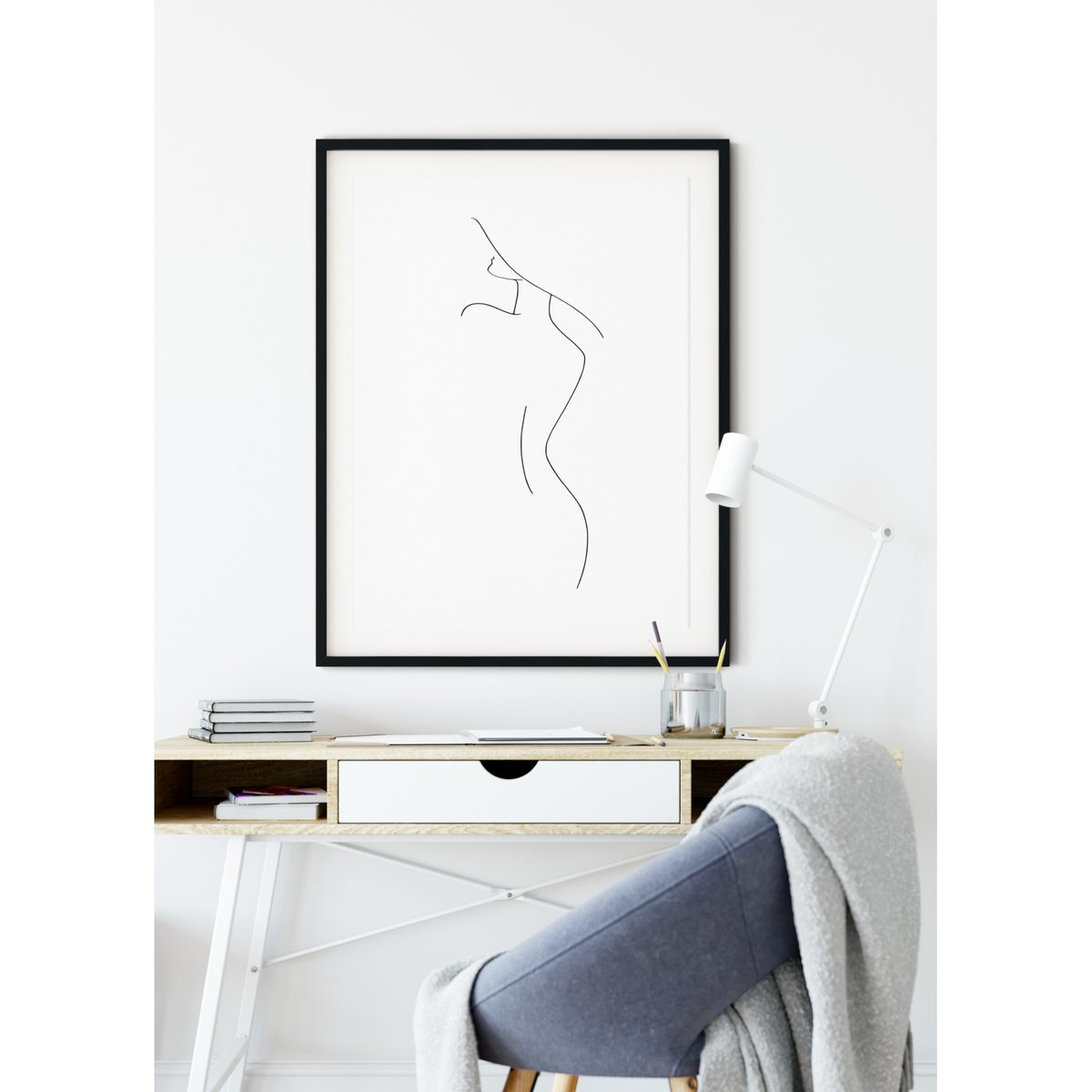 Affiche Line Art Women blanc, L'AFFICHERIE
