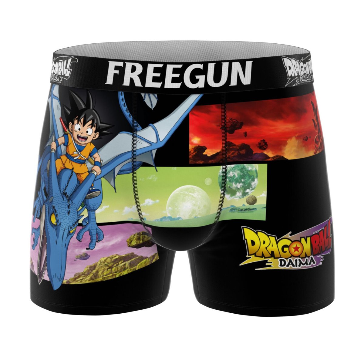 Lot De 4 Boxers Dragon Ball Daima orange/fushia/bleu/noir/vert/jaune, FREEGUN