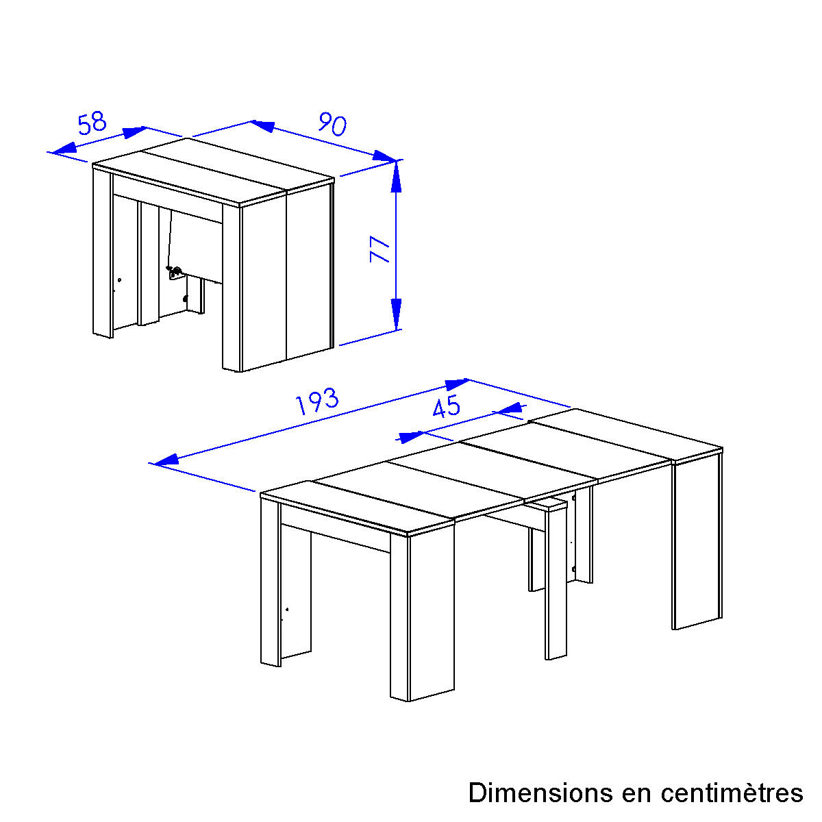 Table console extensible avec rangement intégré beige, DIAGONE