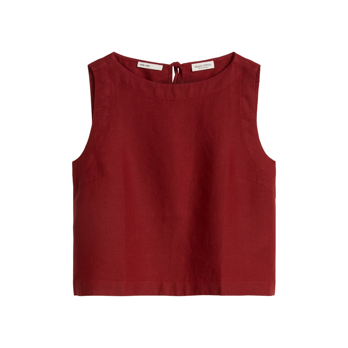 Blouse en lin sans manches regular avec des liens à nouer dans le dos rouge foncé, MARC O'POLO