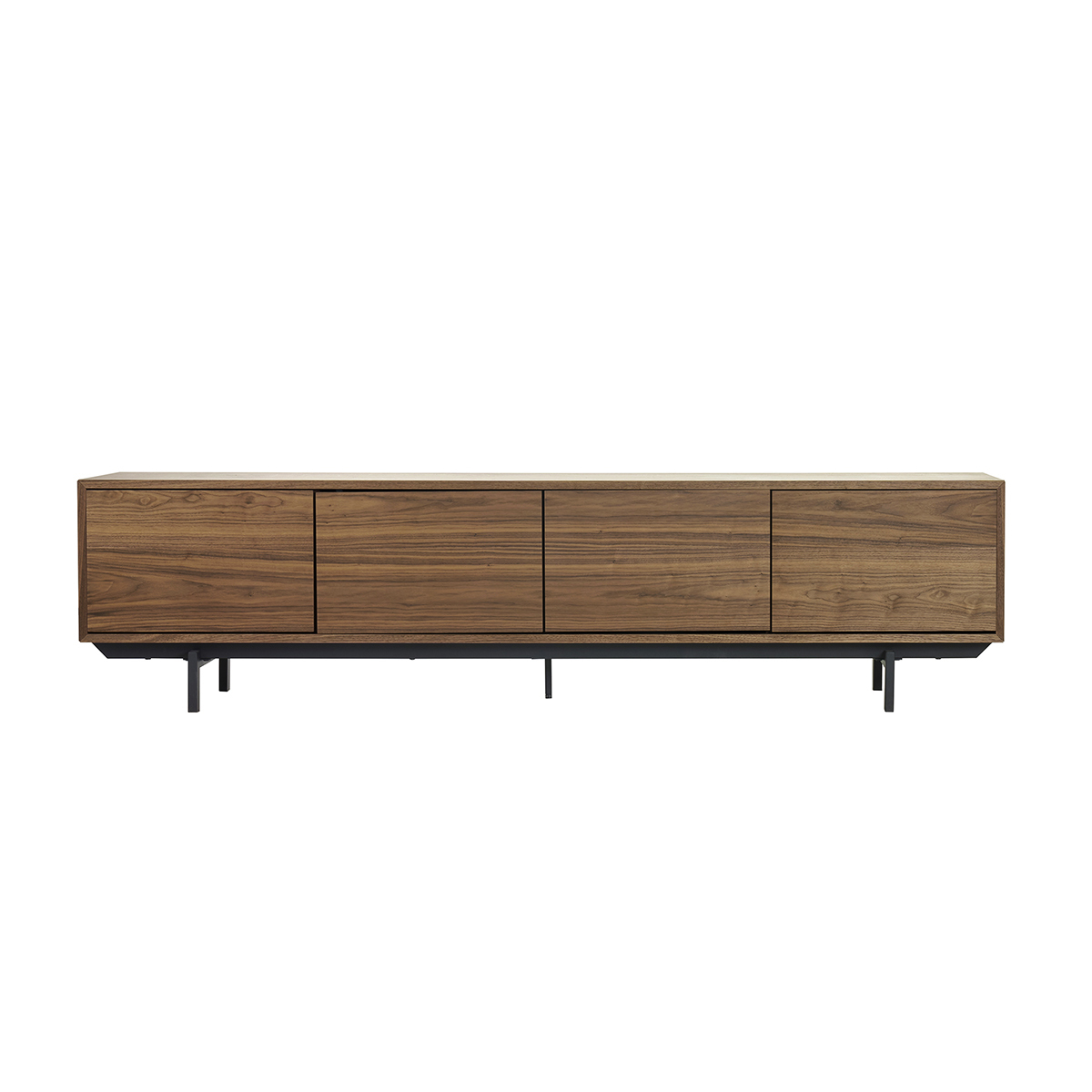 Meuble TV vintage bois foncé noyer et métal noir L200 cm MANNY noyer, MILIBOO