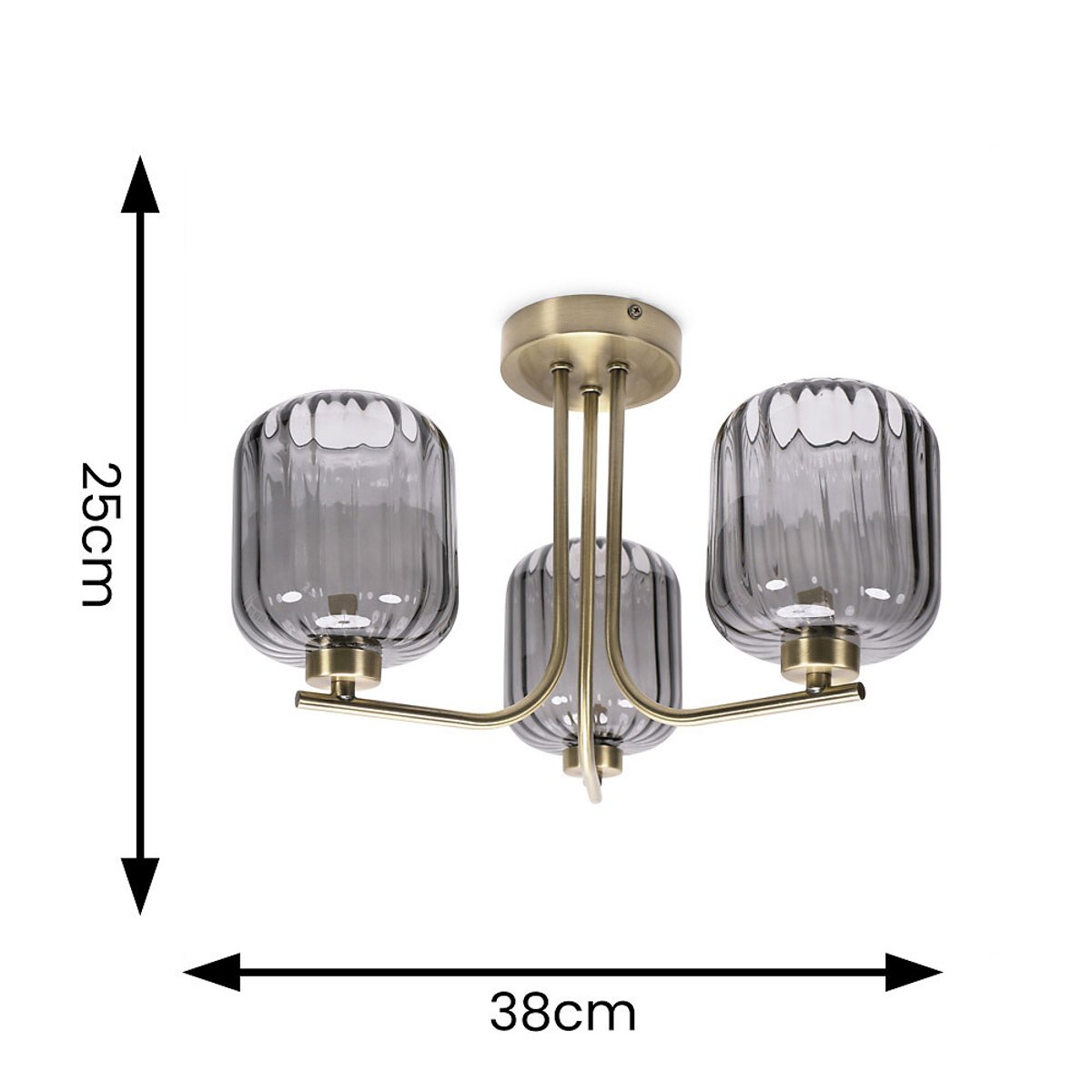Aurelia 3-Light Ribbed Glass Ceiling Light gold-coloured, SO'HOME