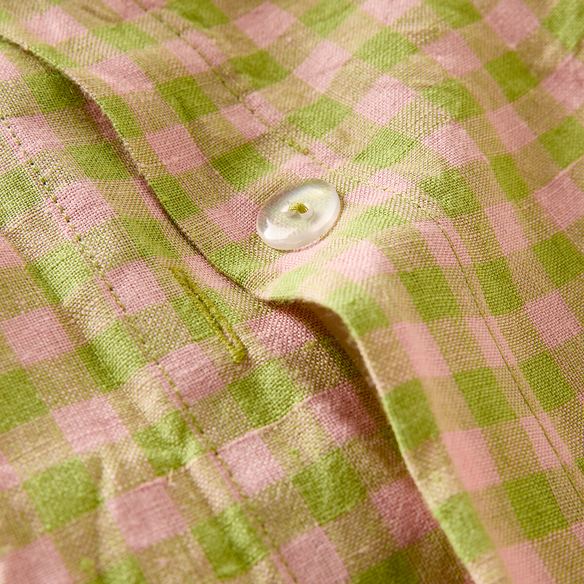 Acélie Bordeaux Duvet Cover in Washed Linen green/pink, LA REDOUTE INTERIEURS