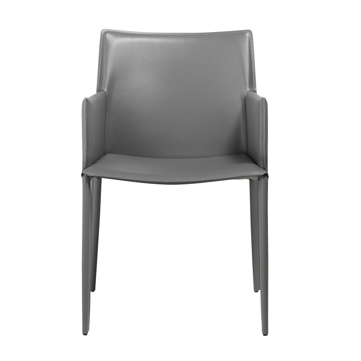 Fauteuil en cuir avec accoudoirs, Solène gris foncé, ZAGO