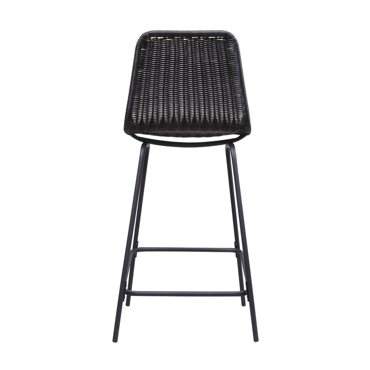 Lot de tabourets d'ilot et bar en métal et assise en rotin 65cm BALI|Lot de 4 | Lot de 4 noir, MOB IN