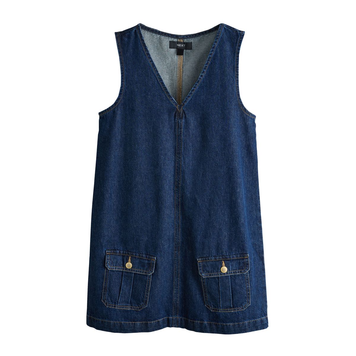 Robe chasuble courte en jean bleu foncé, NEXT