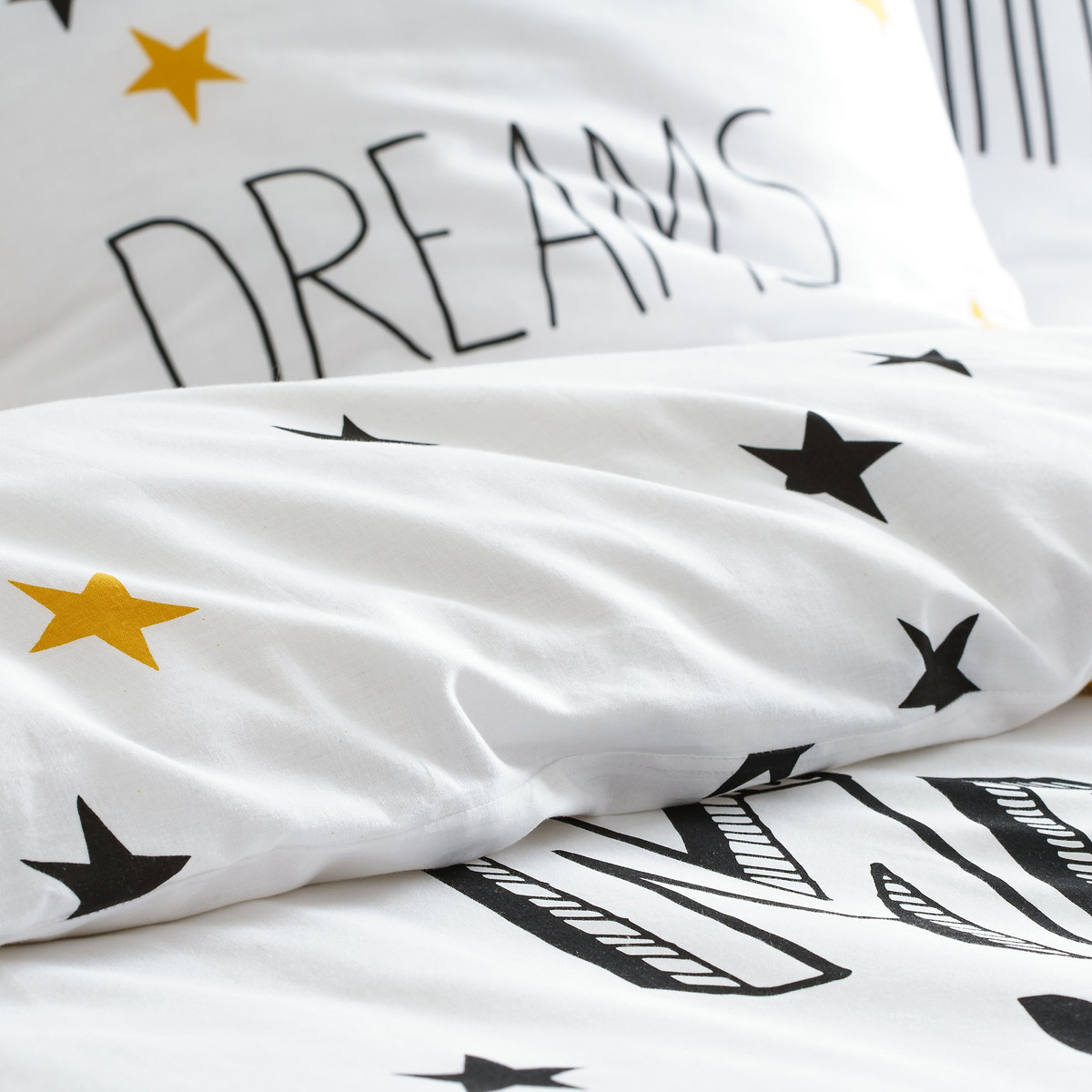 Housse de couette pur coton, Fringe blanc/noir/or, LA REDOUTE INTERIEURS