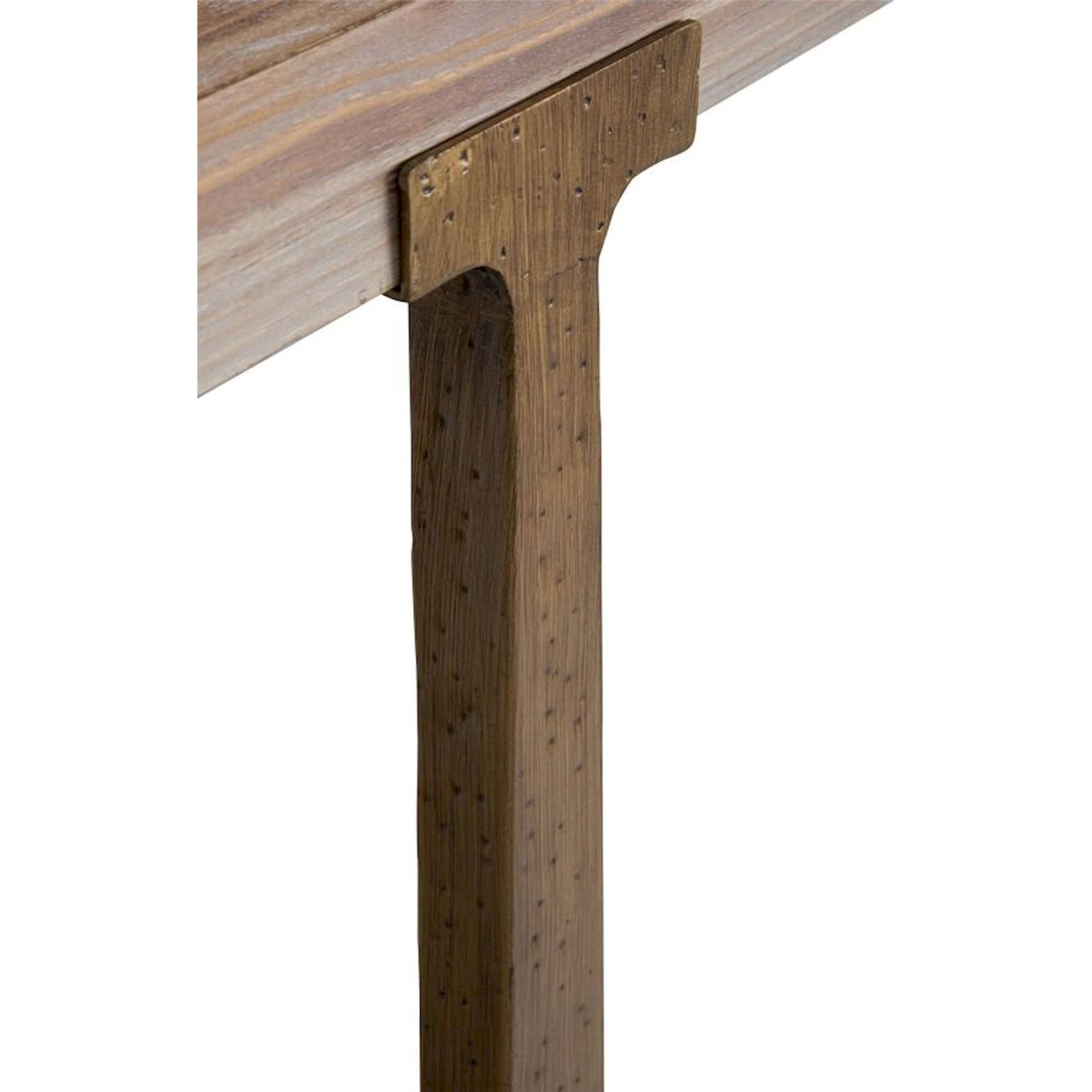 Table à manger plateau bois piètement fer MODERN marron et doré, RECOLLECTION