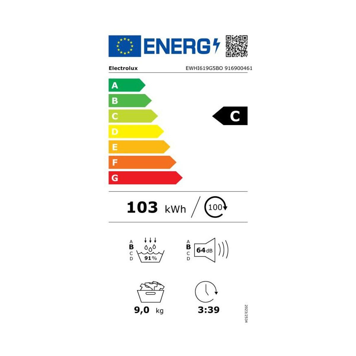 Sèche linge pompe à chaleur EWHI619G5BO blanc, ELECTROLUX