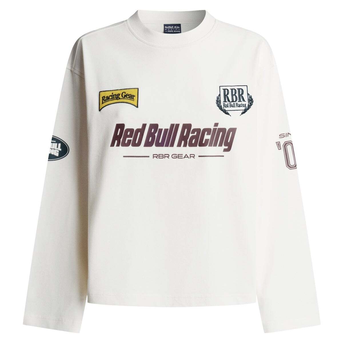 Red Bull Racing T-Shirt Manches Longues Coupe Large Avec Logo Imprimé blanc cassé, PEPE JEANS