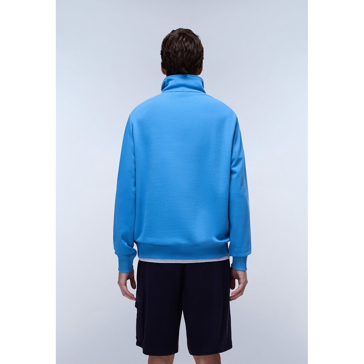 Sweat à col montant demi-zippé bleu, NAPAPIJRI