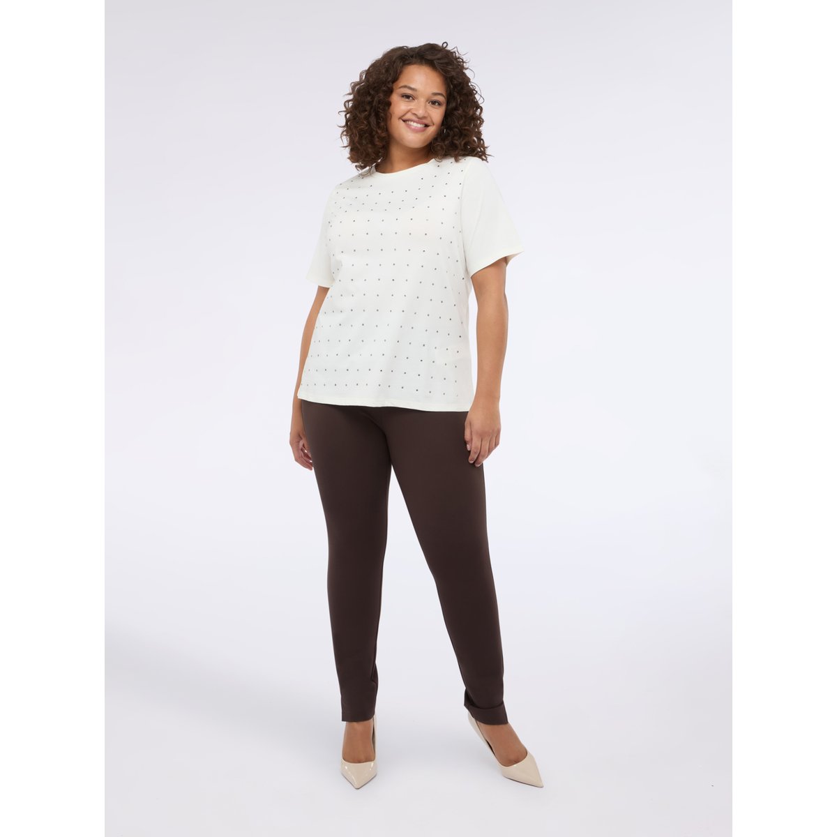 T-shirt en jersey avec petits clous blanc, FIORELLA RUBINO