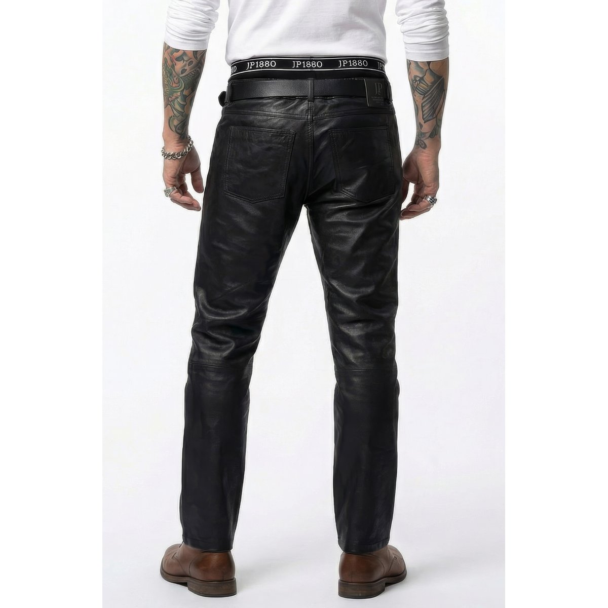 Pantalon en cuir nappa d'agneau de grande noir, JP1880