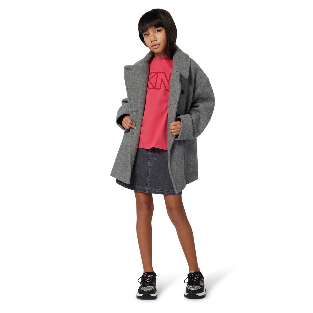 MANTEAU EN TISSU DE LAINE gris chine fonce, DKNY