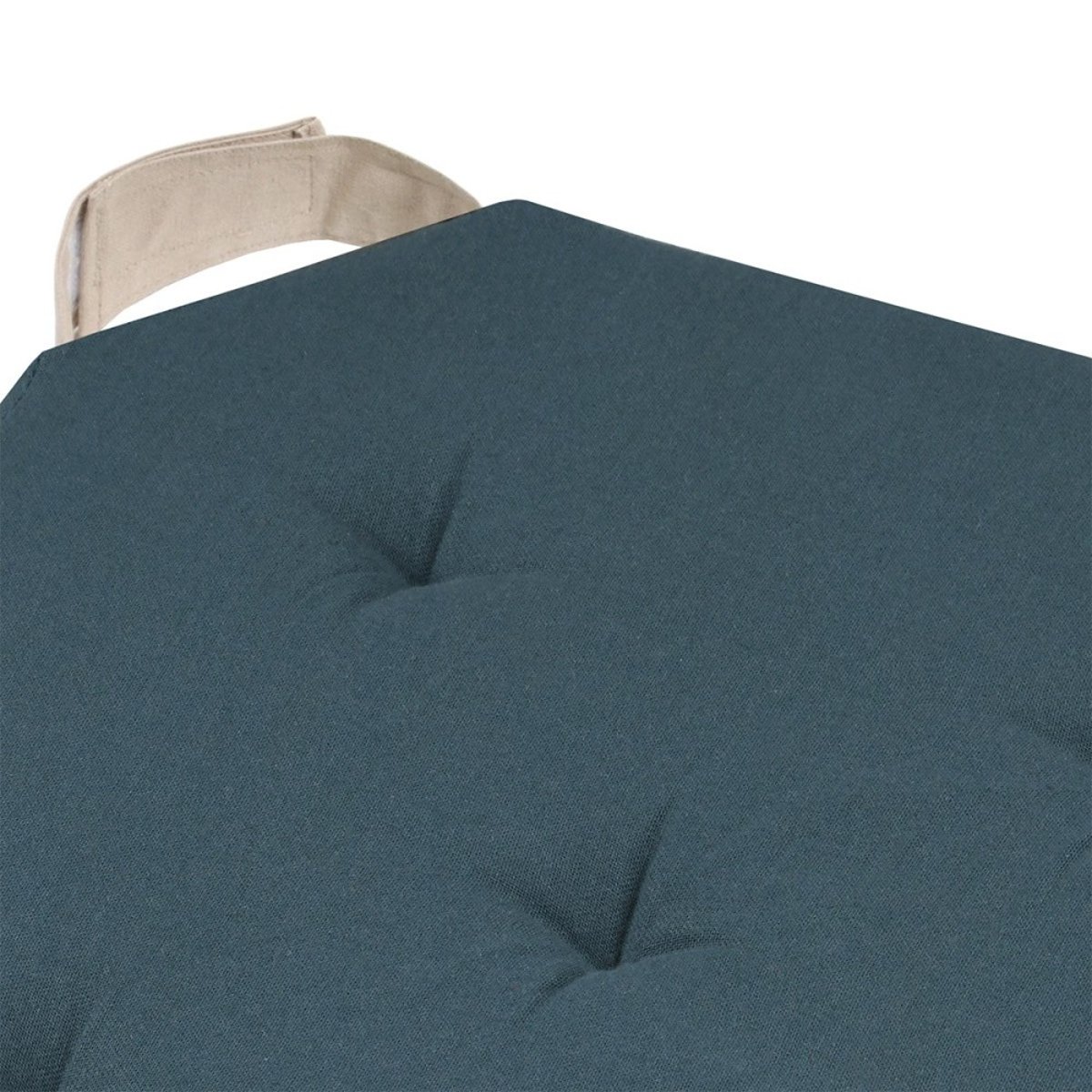 Lot de 4 galettes de chaise Duo velcro 38x38 lin écru bleu, DECORATIE