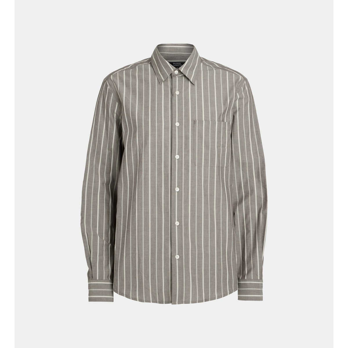 Chemise droite rishtri 4 rayée en coton marron moka, GALERIES LAFAYETTE