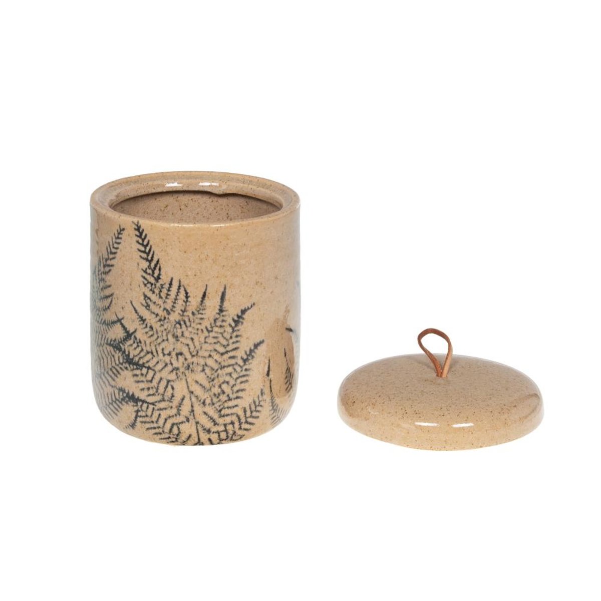 Boîte fougère marron H16,5 cm en céramique crème / ivoire, AMADEUS
