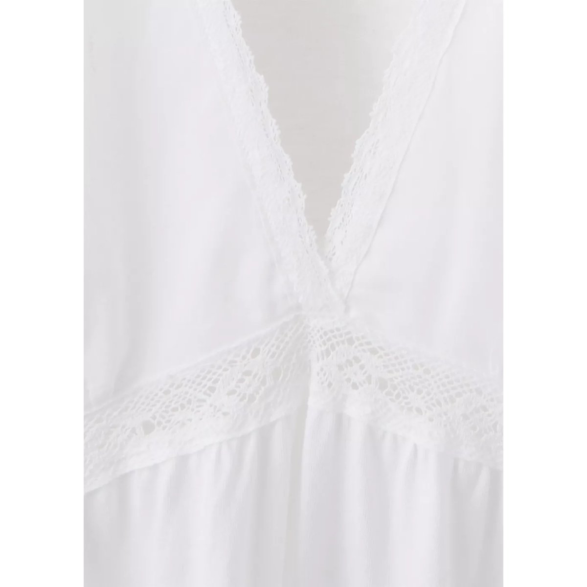 Nuisette coton dentelle blanc, MANGO