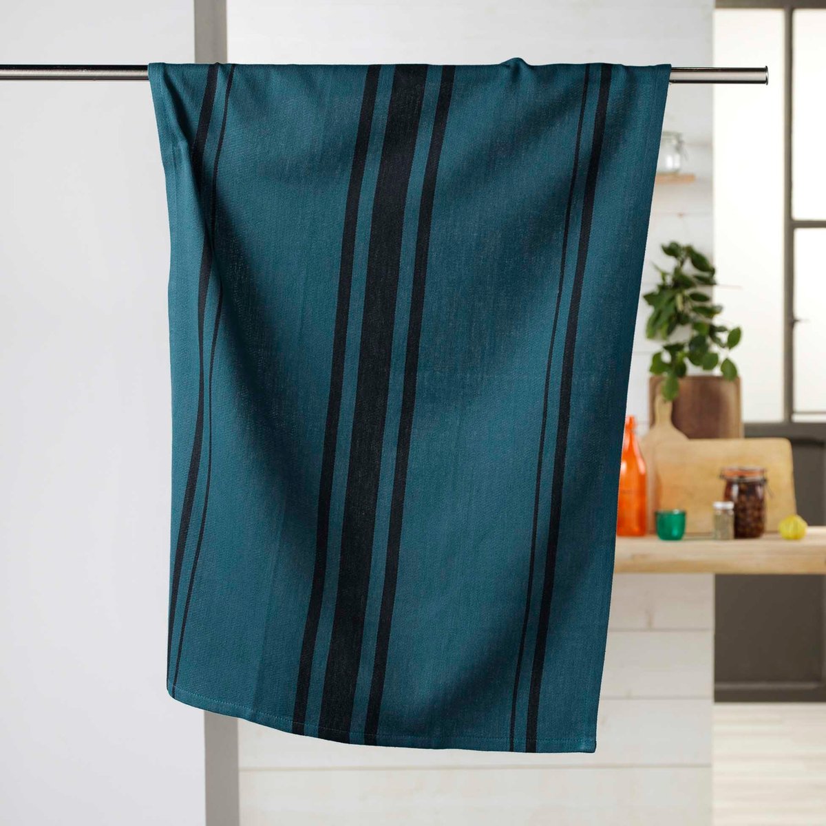 Torchon en 100% coton naturel bleu marine, DOUCEUR D'INTÉRIEUR