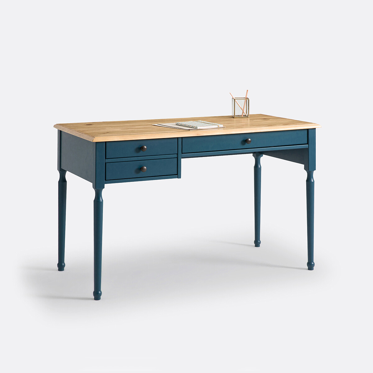 Desk in Solid Pine and MDF blue/wood, LA REDOUTE INTERIEURS