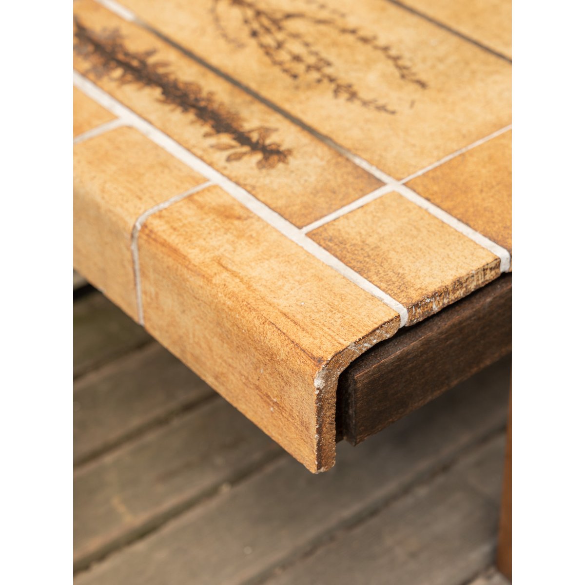 Table basse en céramique beige Donna N°1122 - Bon état bois foncé, DEBONGOUT