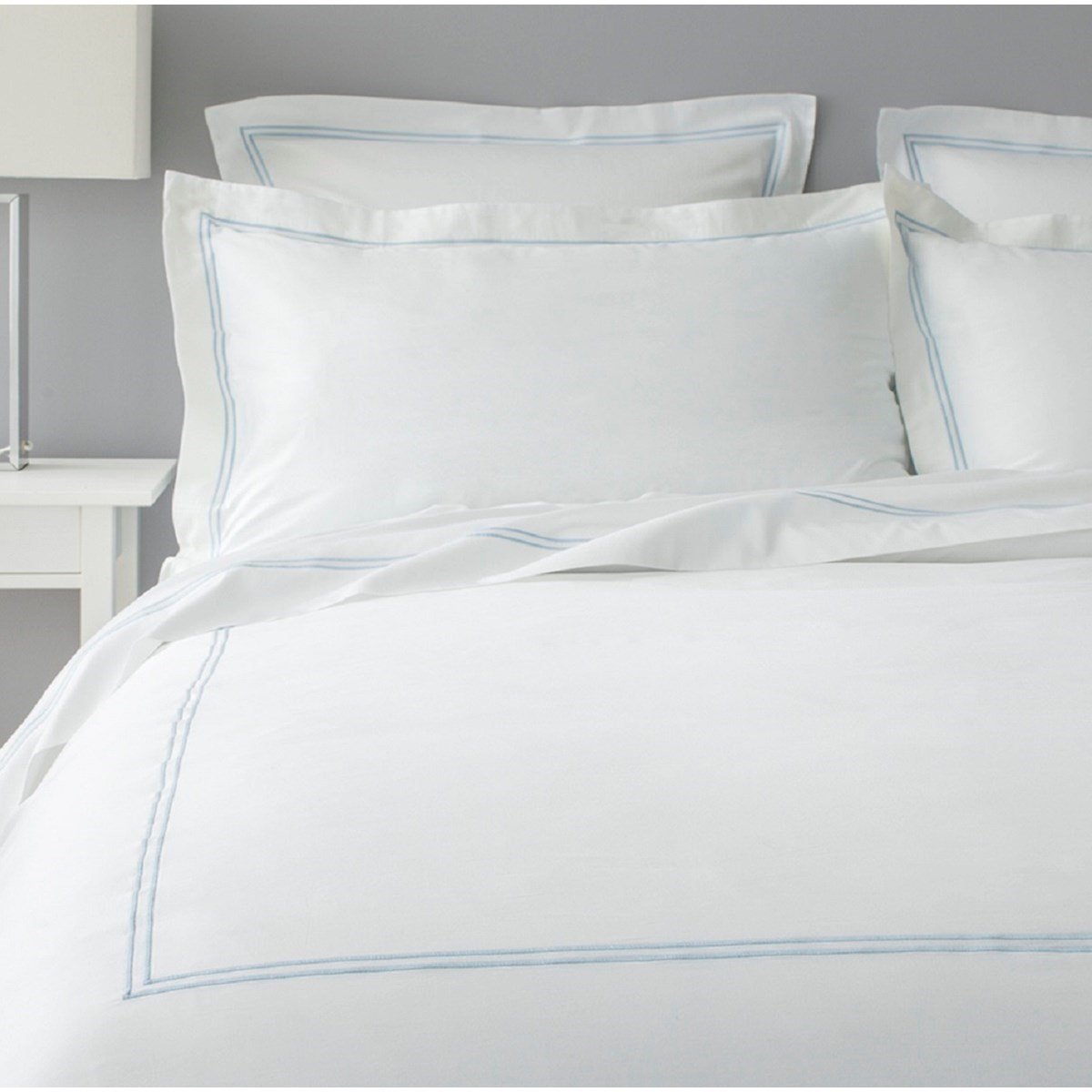 Drap plat satin de coton égyptien ELEGANCE bleu ciel, MPC MAISON