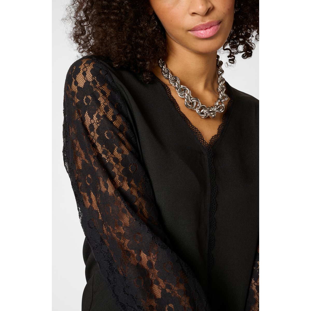 Blouse with long sleeve noir black, KAFFE
