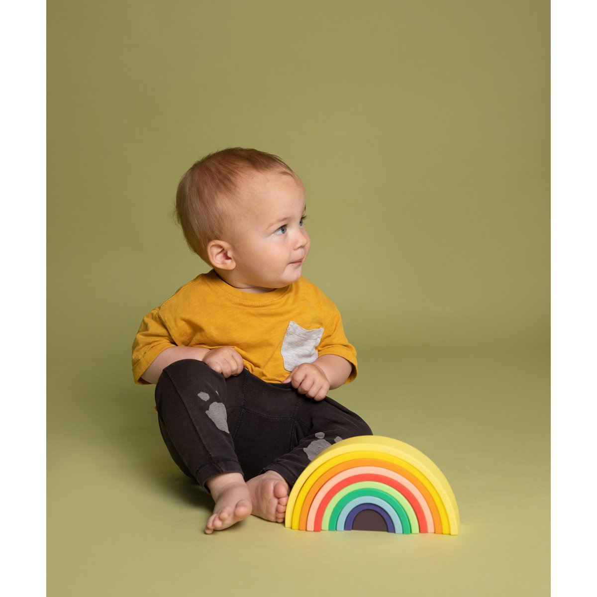 Arc en ciel en silicone multicolore jaune, LITTLE L
