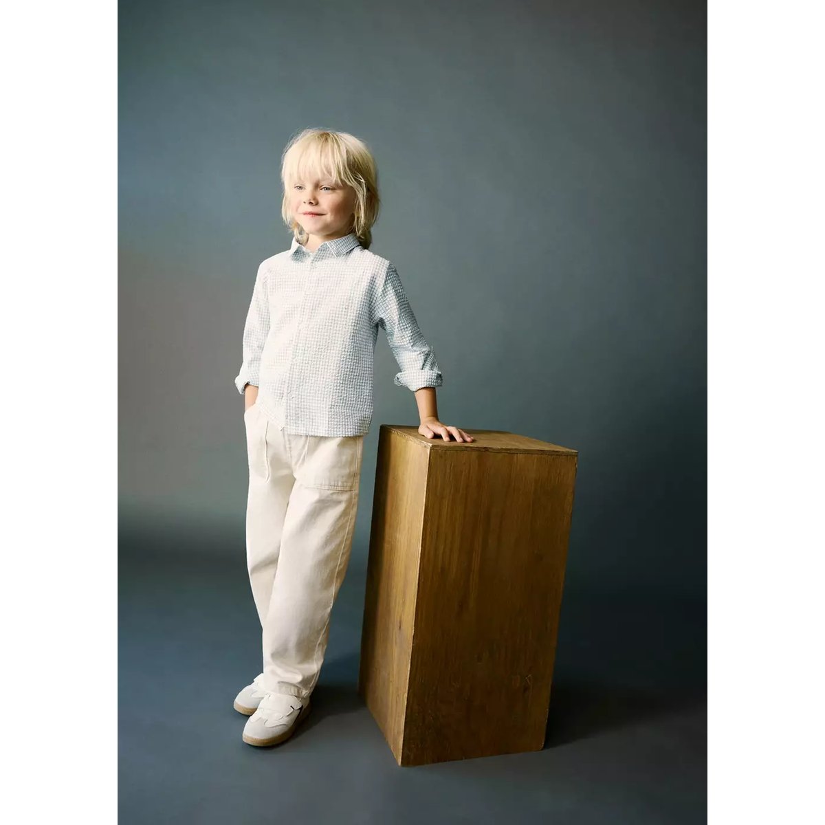Chemise droite carreaux blanc cassé, MANGO BABY